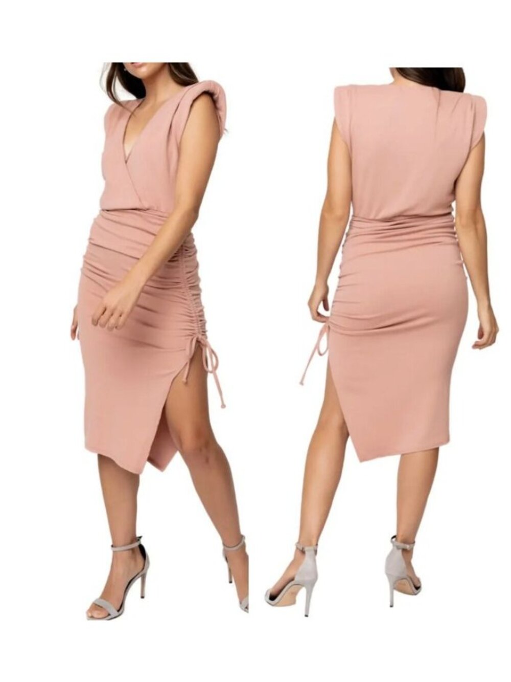 Gibsonlook Surplice V-Neck Knit Dress, , Blush Sandstone, Sz. L
